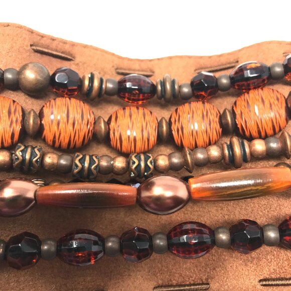 Suzi Roher Artisan Leather Belt With Beaded Accent & Vintage Copper Buckle Med P main image 4